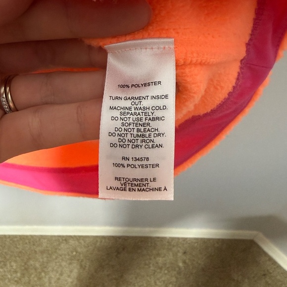 Vineyard Vines Fleece Snap Pullover Neon Orange Pink Trim XS - Picture 4 of 6